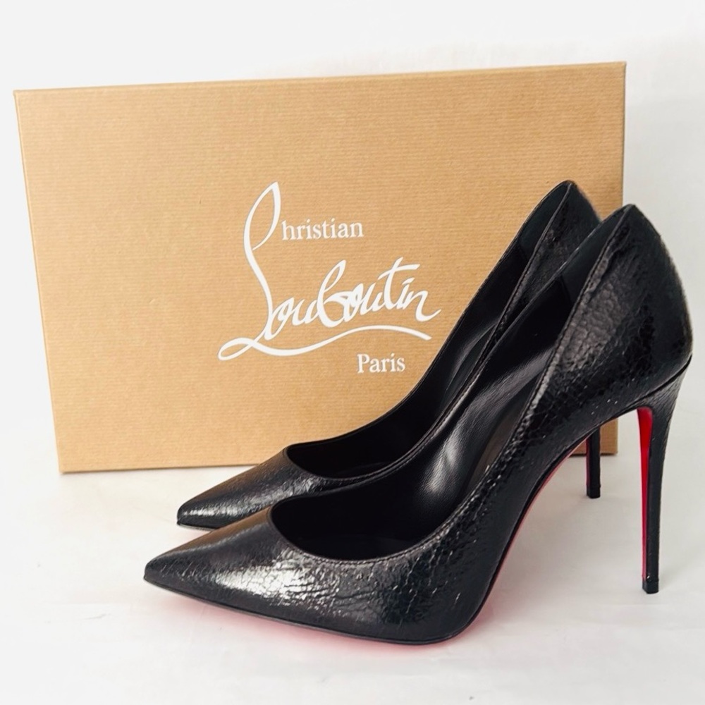 Christian Louboutin Kate 100 Specchio Star Stiletto Leather Pump Black NWT $1095 - Picture 8 of 15